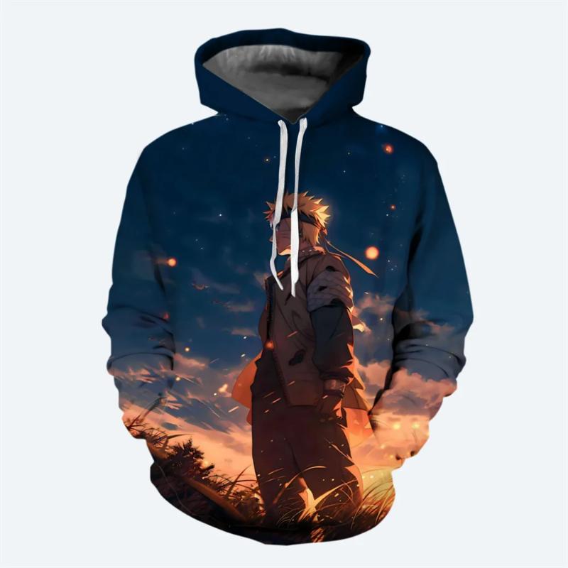 Унисекс худи с 3D-принтом аниме Наруто с ярким графическим дизайном