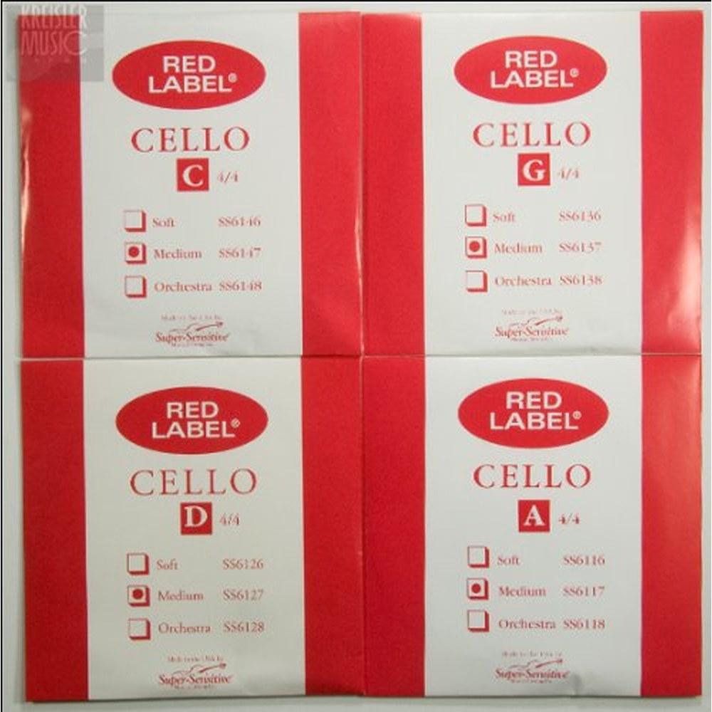 Super-Sensitive Cello Strings Red Label 4/4 Size 4-String Set