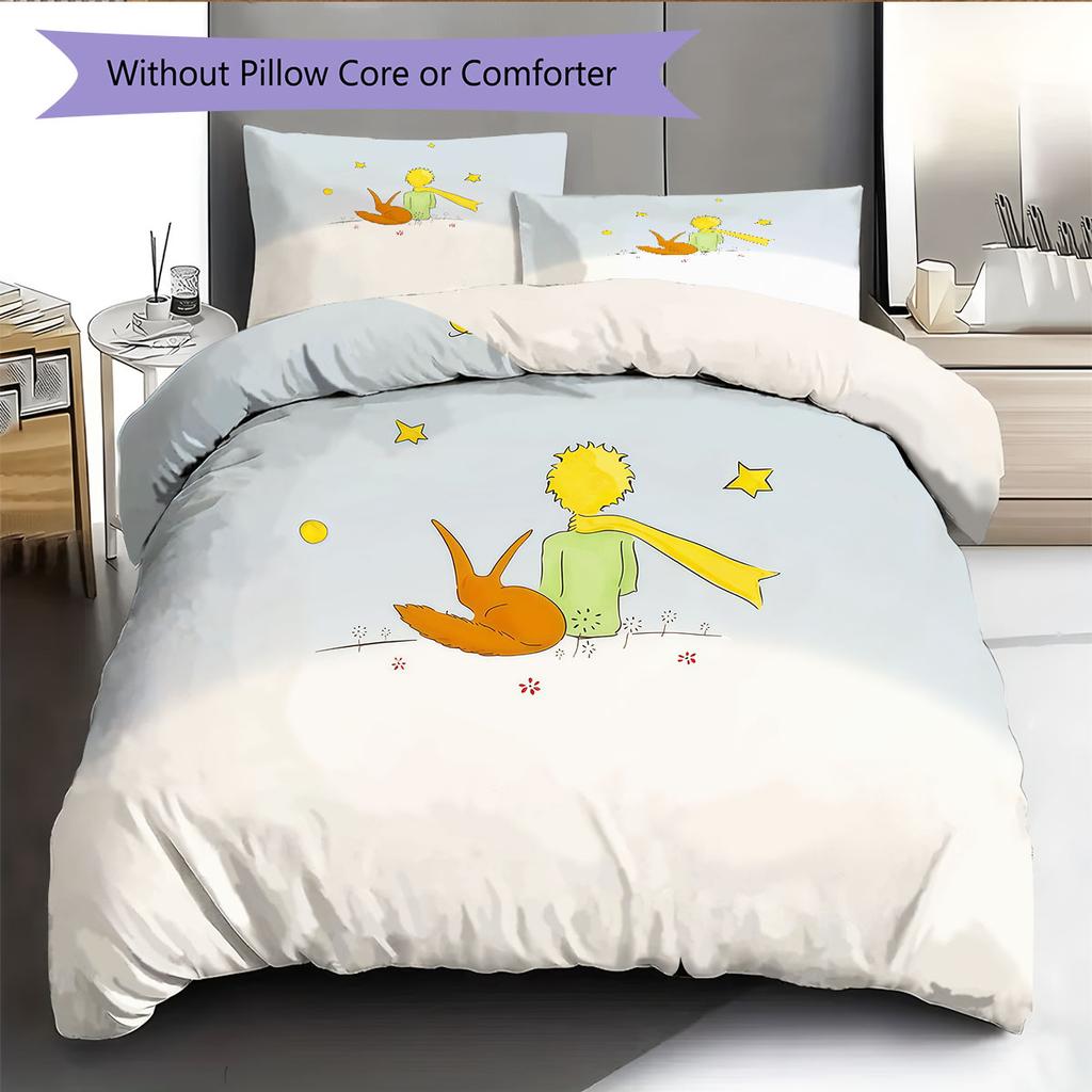 Little Prince Bloom Bedding Quilt Set Quilt Cover Pillowcase Home Decoration Birthday Gift (1 * duvet cover + 2 * pillowcase, without core)