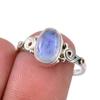 Natural Rainbow Moonstone Gemstone 925 Solid Sterling Silver Ring Size 7.5 f1V02