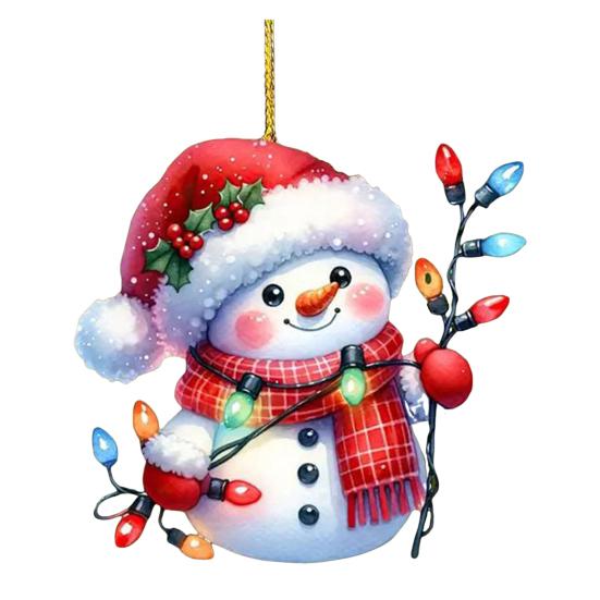 Подвеска в виде оленя Санта-Клауса, праздничная рождественская елка, подвесное украшение, акриловое украшение в виде мультяшного Санты