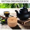 Cabilock Маленькая плетеная корзина с крышкой Мини ротанговая корзина для хранения Круглые плетеные коробки ручной работы с крышкой Плетеный органайзер Контейнер-горшок для закусок Гобанг