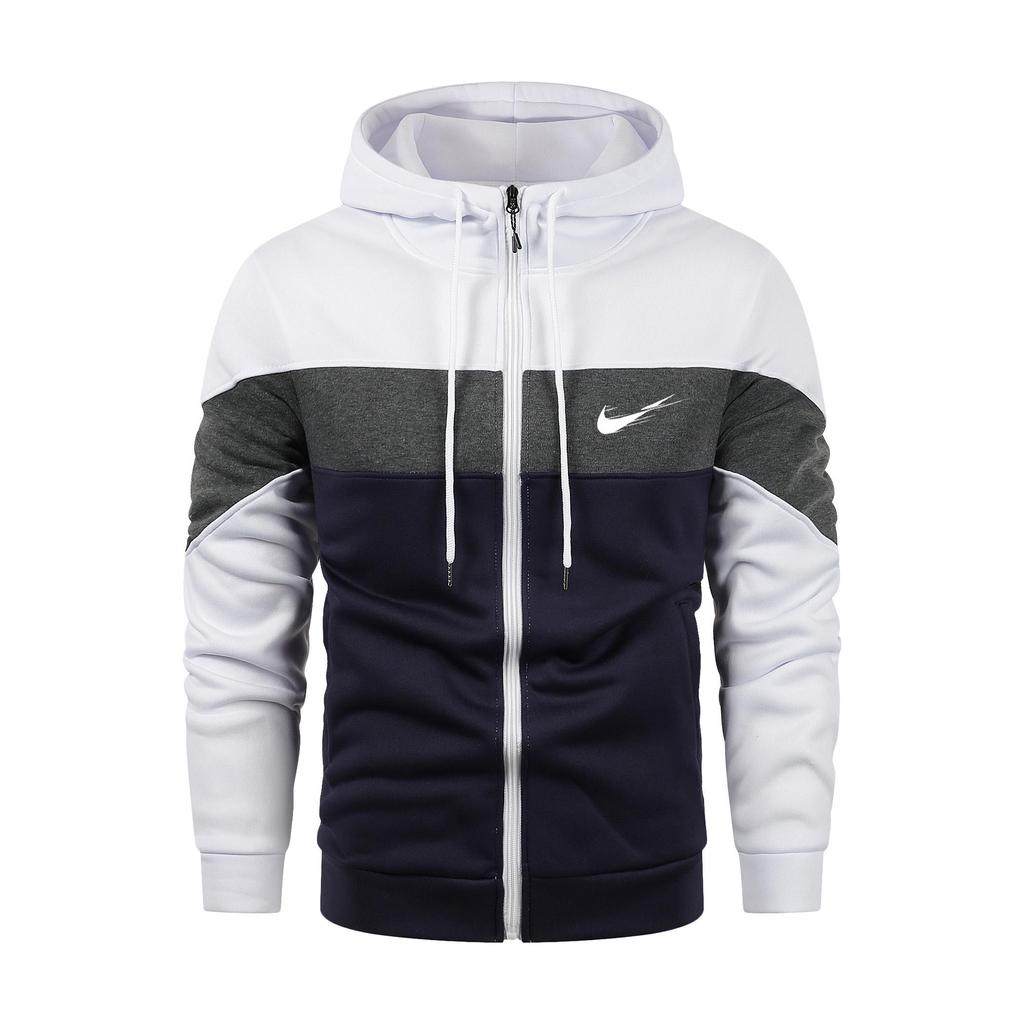 2024 Мужская осень и зима Новая толстовка с капюшоном на молнии с разноцветным принтом больших размеров