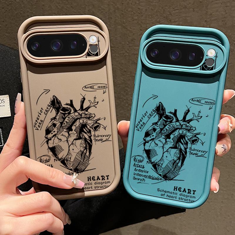 Матовый чехол TPU с рисунком в виде сердца для Google Pixel 9 Pro XL 8A 8 Pro 7 7A Мягкий силиконовый противоударный защитный чехол для телефона