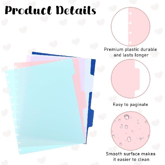 5 Tab DiscBound Disc Dividers, Note Taking System Tab Dividers, Multicolor Planner Accessories for Office, School