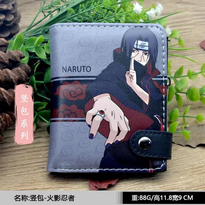 1 шт. Короткий кошелек Naruto из ПУ для мужчин, мальчиков, аниме, Саске, мультяшная монетница, держатель для карт, подарок студенту на день рождения