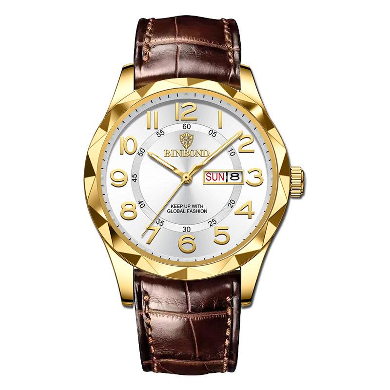 BINBOND Original Accurate Luxury Quartz Wristwatches For Men Luminous Waterproof Auto Date Week Display Men's Watch Casual Reloj