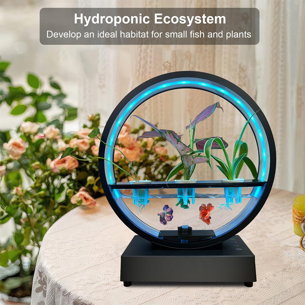 Водный элемент в помещении с динамиком BT Белый шум Светодиодные кольцевые фонари Настольный орнамент Пульт дистанционного управления