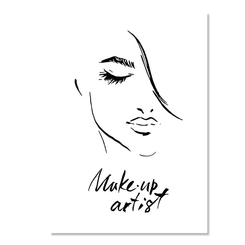 Модный макияж, холст, картина, брови, ресницы, губы, лак для ногтей, настенный художественный постер, салон красоты, декор для спальни для девочек, изображение