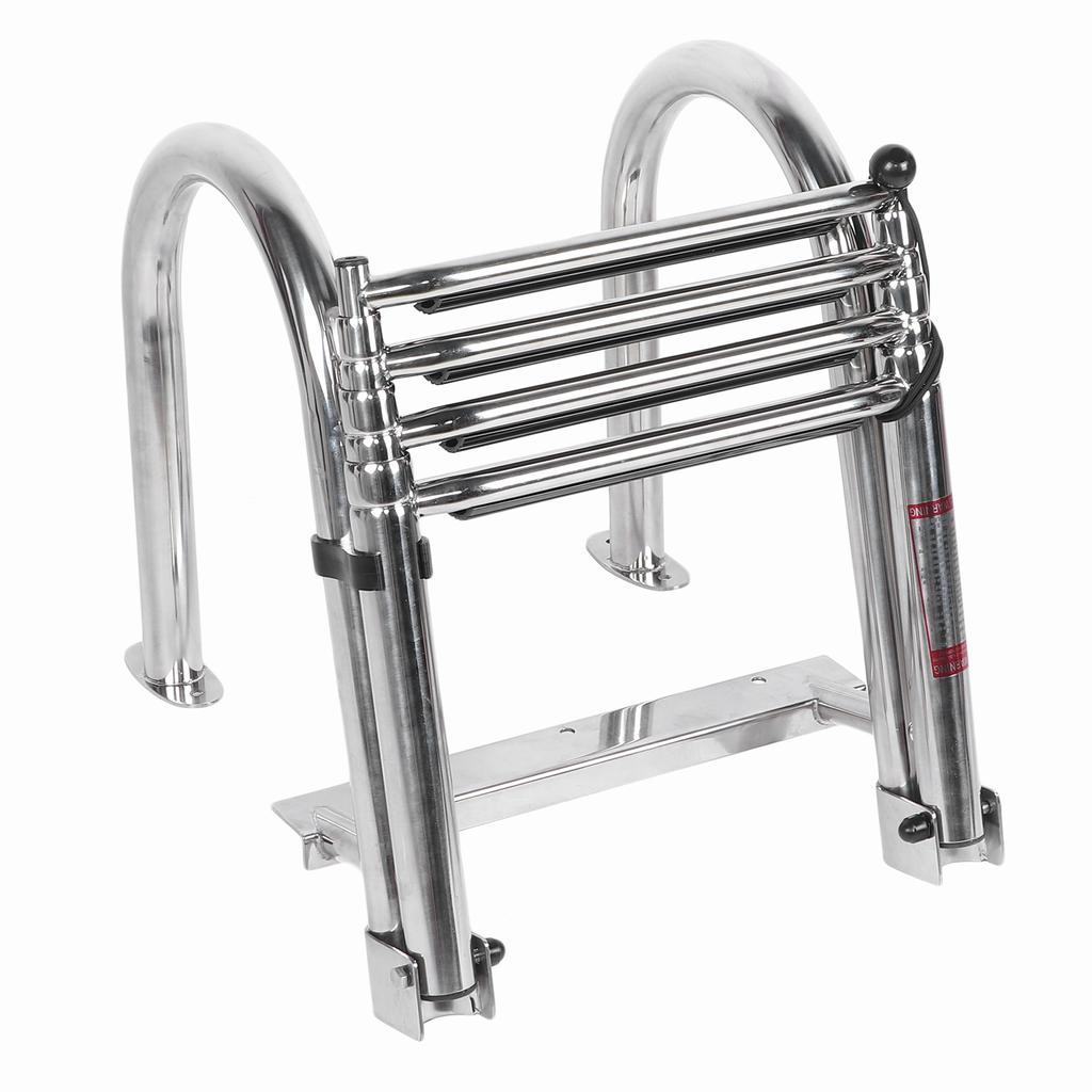 Boat Ladder Folding Telescopic 4‑Steps Marine Dock Stair Welded Reinforce Stainless Steel