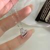 Full Diamond Bow, Heart-shaped Necklace, Double Heart-shaped Pendant, Collarbone Chain, Heart-shaped Necklace, Simple Design
