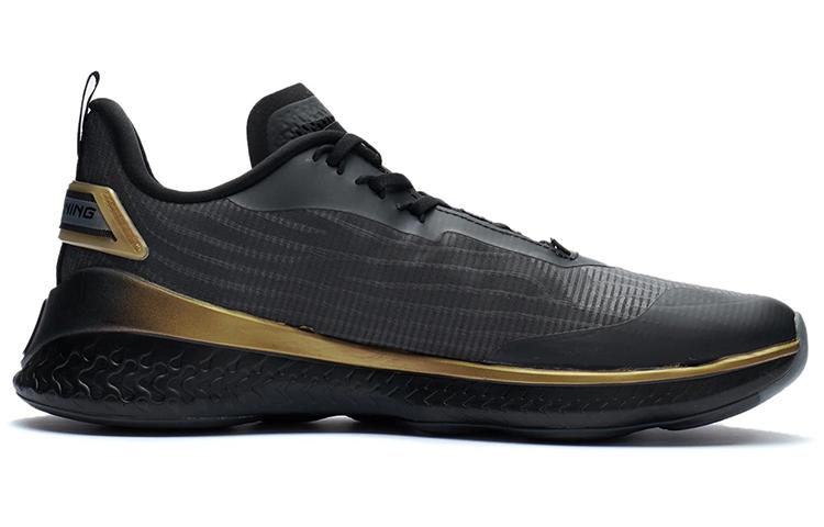 Li Ning Cushioning Slip Resistant Abrasion Resistant Low top Training Shoes Black Gold AFVR003-1