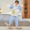 Kids Flannel Pajamas Set Boys Girls Warm Long Sleeve Top And Pants Sleepwear Winter Home Nightwear