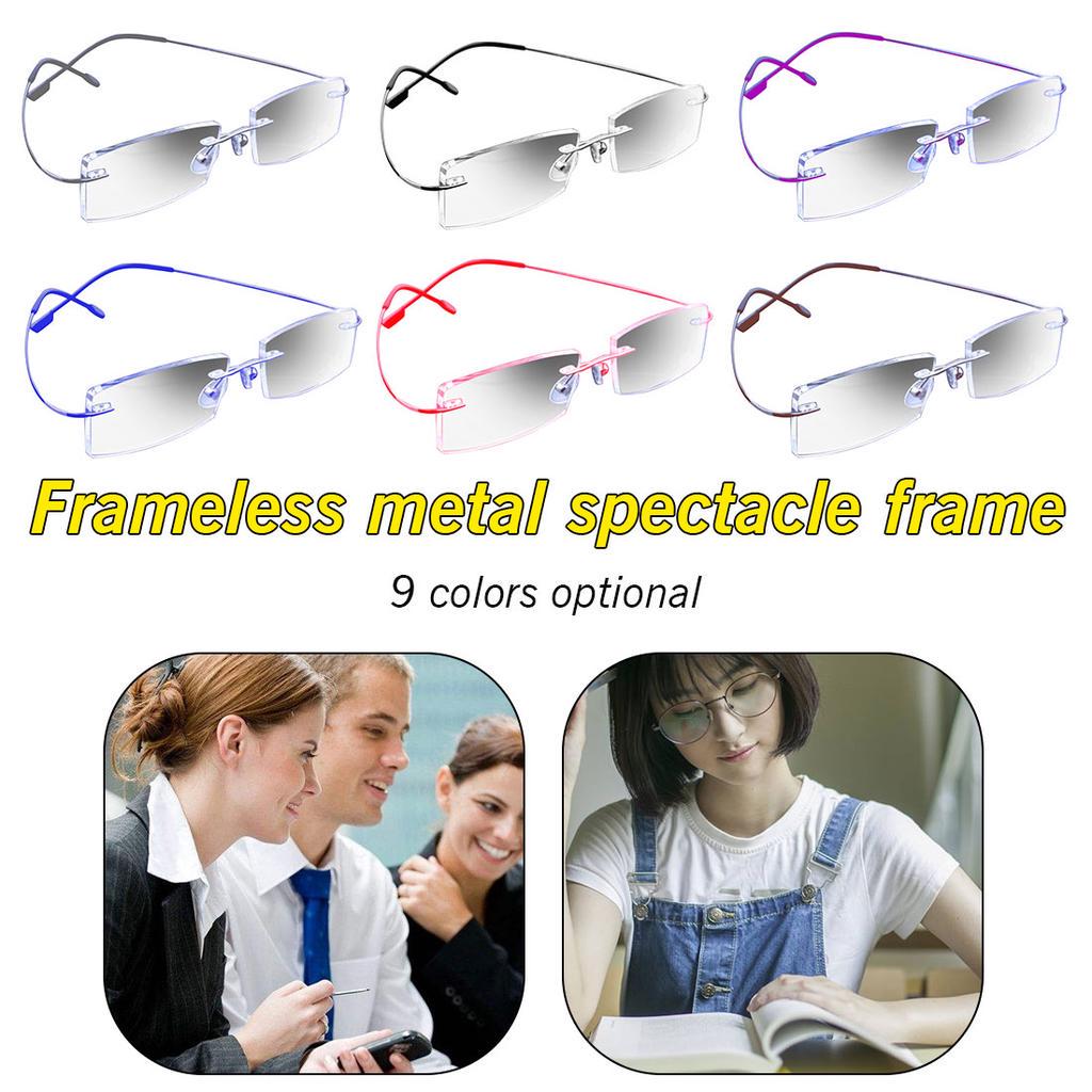 Легкие прямоугольные суперэластичные металлические оправы без оправы, унисекс, гибкие оптические очки для чтения, очки ручной работы