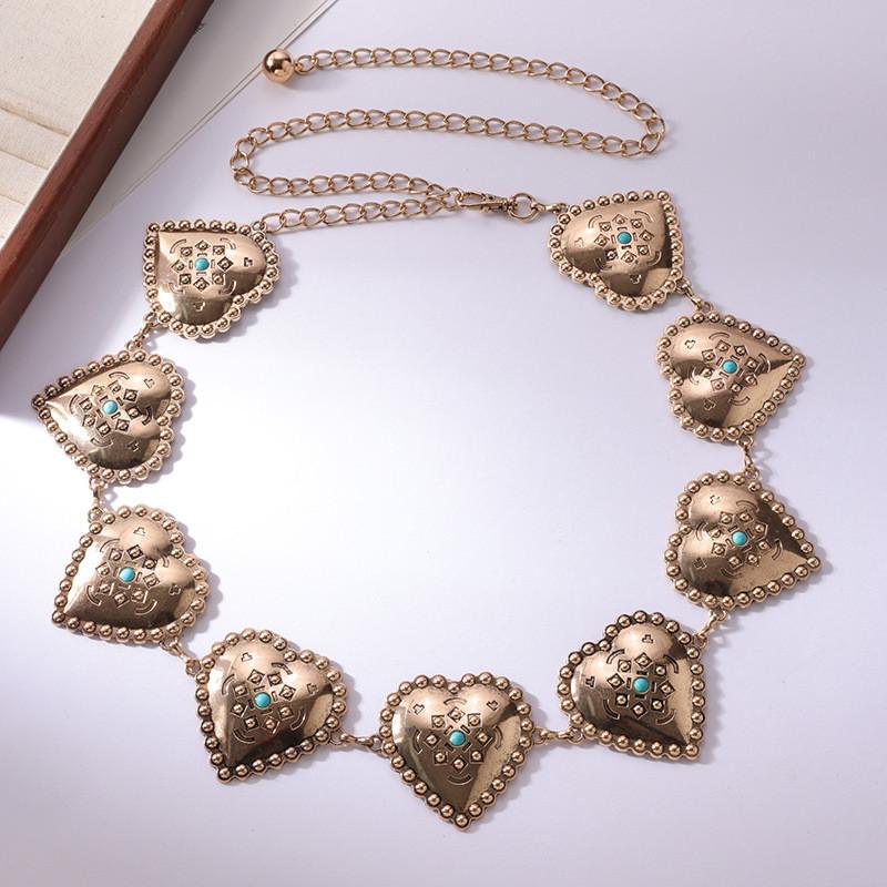 Heart Fashion Turquoise Waist Chain For Women With Metal Material And Design Elegant