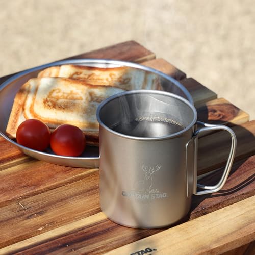 Captain Stag (CAPTAIN STAG) Outdoor Cup/Mug/Tumbler, Single Mug, 300ml, Folding Handle, Lightweight, Titanium, Made in Japan, Tsubame-Sanjo, UH-4502
