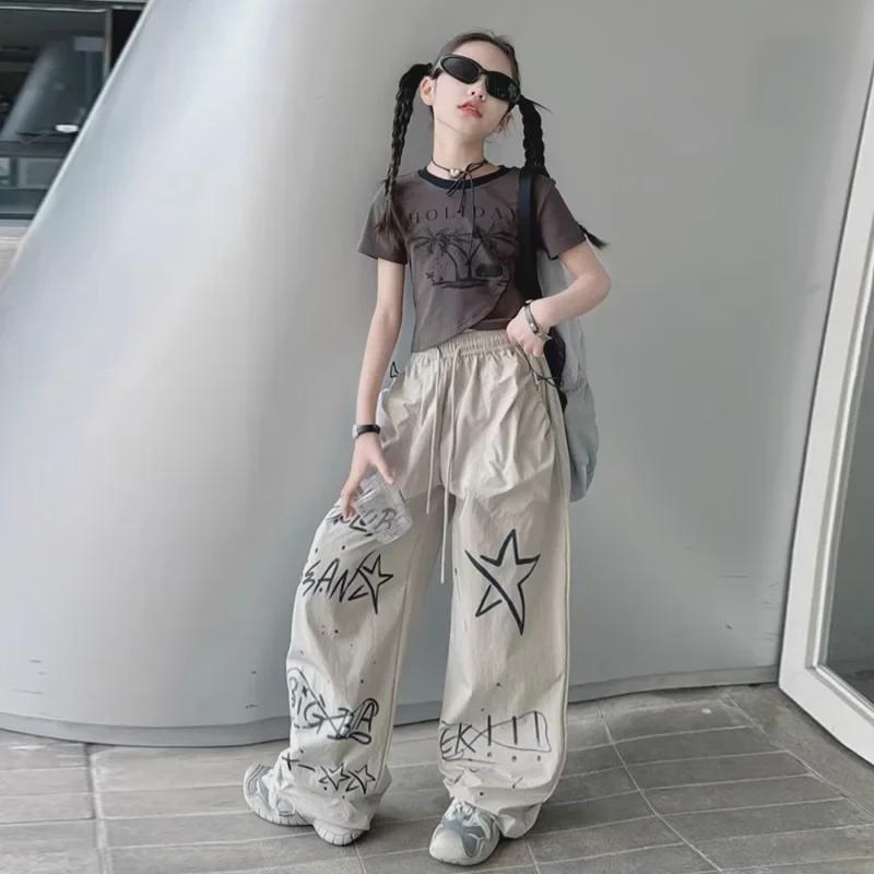 Модные летние брюки для девочек 2024 года с ручной росписью — повседневные модные комбинезоны для больших детей