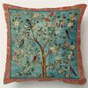 Exquisite Floral and Bird-Printed Pillowcase for a Touch of Nature's Beauty Sofa Cushion Cover, Home Decoration, 2D Printing
