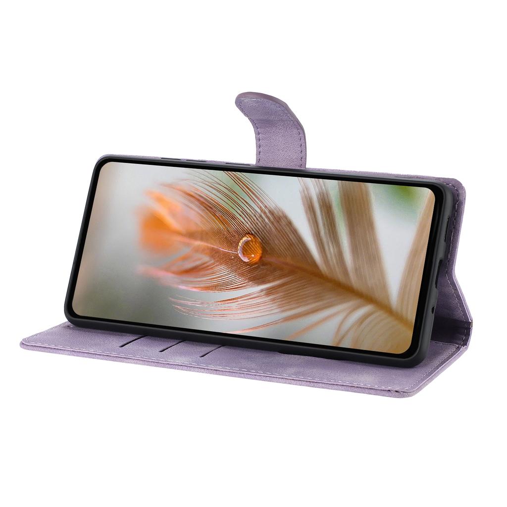 For Samsung Galaxy A35 5G Case Imprinted Feather PU Leather Wallet Phone Cover with Wrist Strap