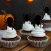 12 шт. Хэллоуинские топперы для кексов Черный паук Череп Летучая мышь Белый призрак Пики для торта для Хэллоуинской тематической вечеринки по случаю дня рождения