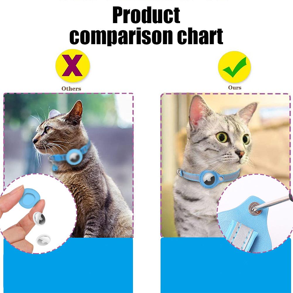 Cat Tracking Collar Adjustable Anti-lost Reflective Design Protective Collar Compatible For Airtag