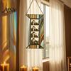 Snapshot Display Frame Acrylic Photo Light Catcher, Retro Stained Glass Style Hanging Holiday Commemorative Keepsake with Chain, Transparent