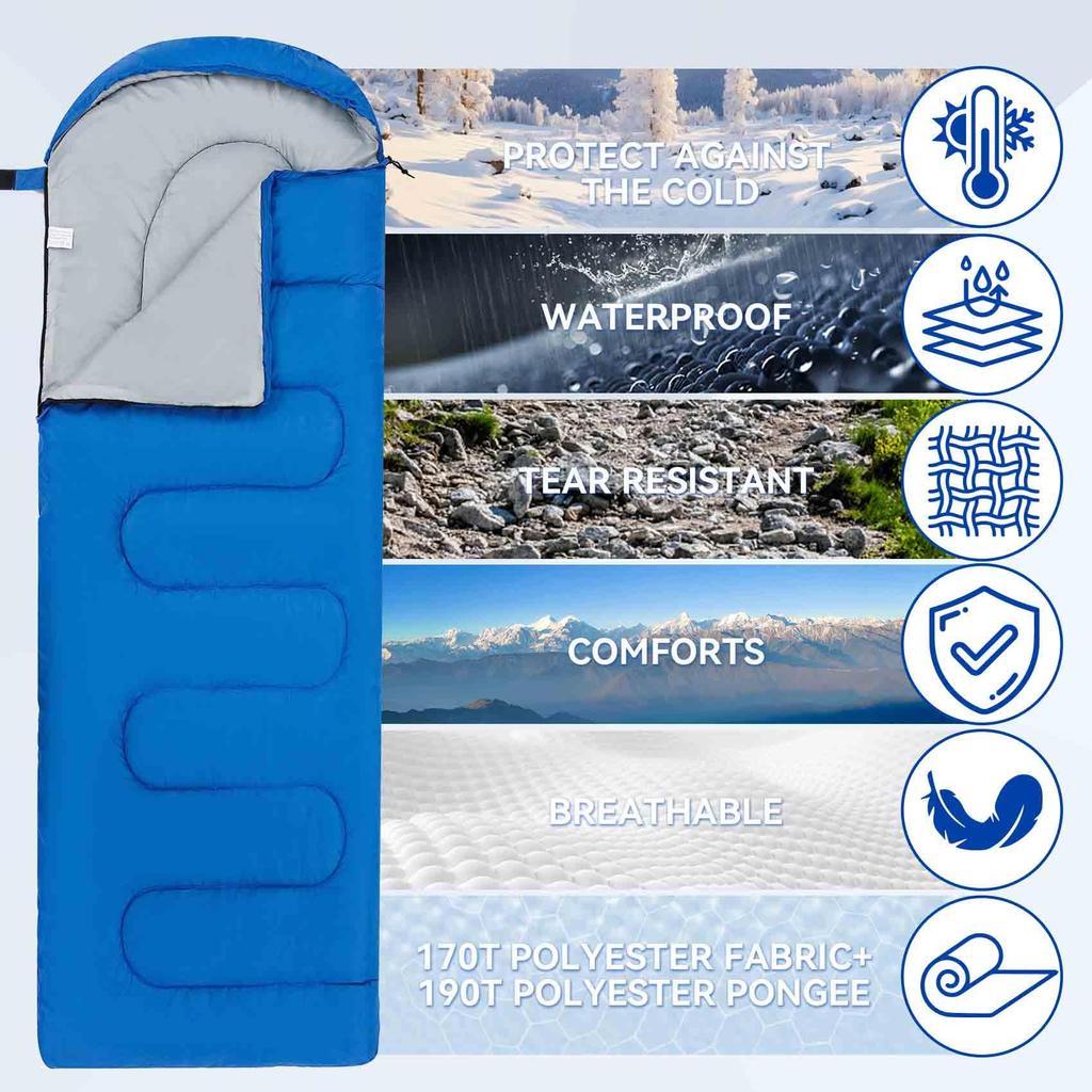 Underwood Агрегатор Конверт Летний Спальный мешок Компактный 1-местный Кемпинговый Спальный 3-сезонный Спальный Комфортная Температура до Легкая Упаковка Для