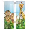 Прозрачные шторы с изображением диких животных в лесу для гостиной, тюлевые шторы для детской спальни, кухонные шторы для окон