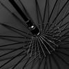 Зонт с длинной ручкой Большие автоматические зонты 24 спицы Ручка из массива дерева Прочный Ветроустойчивый Дождевик Зонты от ливня