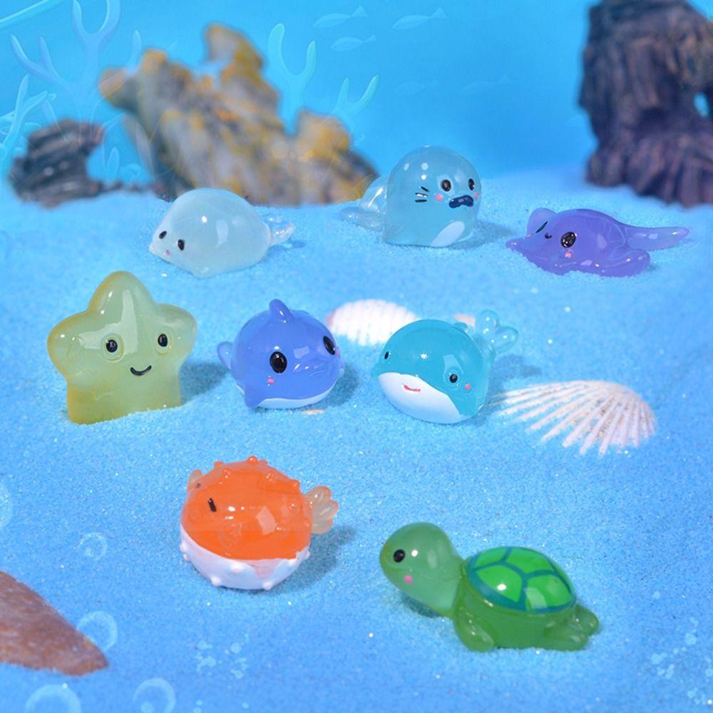 Cartoon Ocean Animal Miniature Figurines Cute Mini Ocean Animal Statue Desk Accessories
