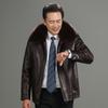 Зимняя кожаная куртка мужская с большим меховым воротником и съемной флисовой подкладкой, флисовая куртка из овчины