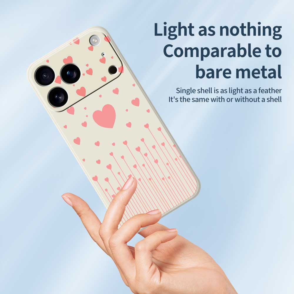 For iPhone 17 Pro Case Pink Love Pattern Printing Straight Edge TPU Phone Back Cover