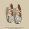 Туфли женские Мэри Джейн, маленькие кожаные туфли с неглубоким носком и низким каблуком, серебристые, одинарные туфли