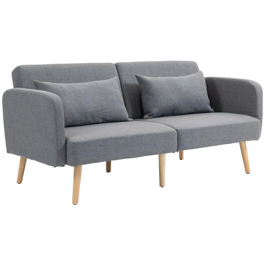 3 Seater Sofa Bed Guest Double Bed Up To 240 Kg Folding Armrests Wooden Frame 170 X 83 X 80 Cm Gray