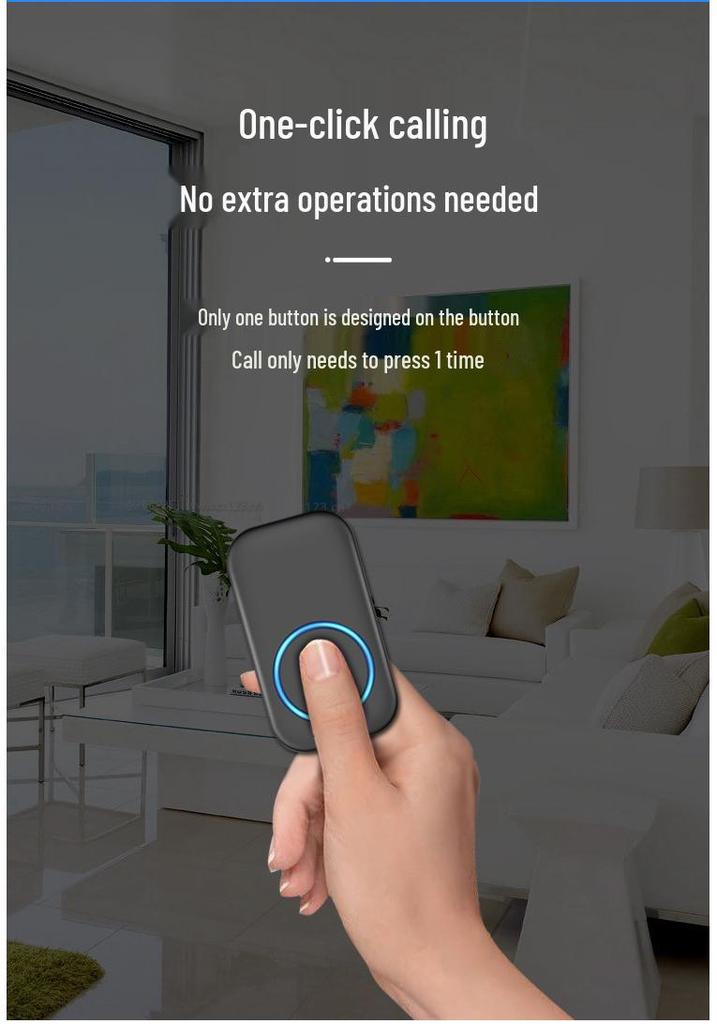 Elderly Wireless Call Button: One-Key Doorbell for Bedside Assistance