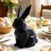 Burr-free Smooth Surface Decor 3D Printed Geometric Rabbit Ornaments, Creative Bunny Figurine, Minimalist Animal White Statue Art Decoration,