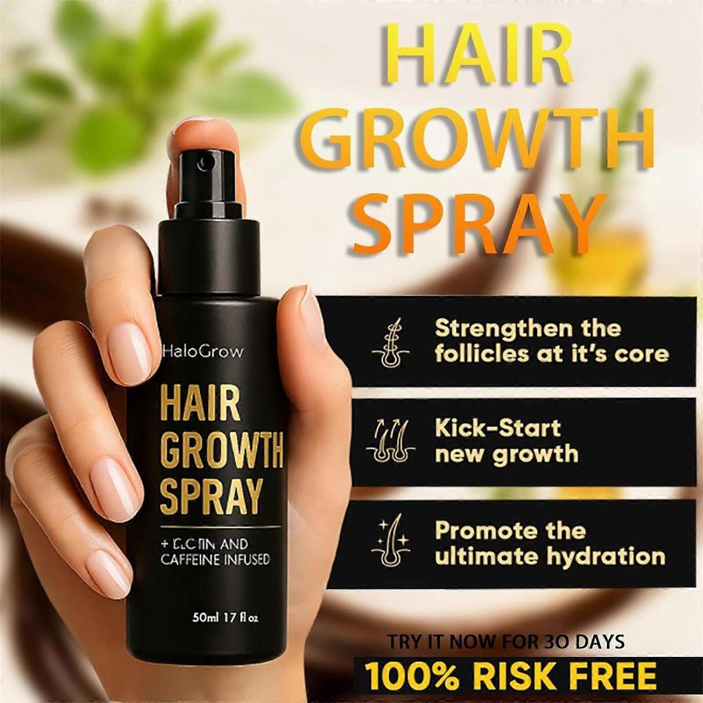 HaloGrow Hair Growth Spray –All Hair Types with Natural Ingredients, Reduced Shedding, Hydration and Silky Texture- 50ml