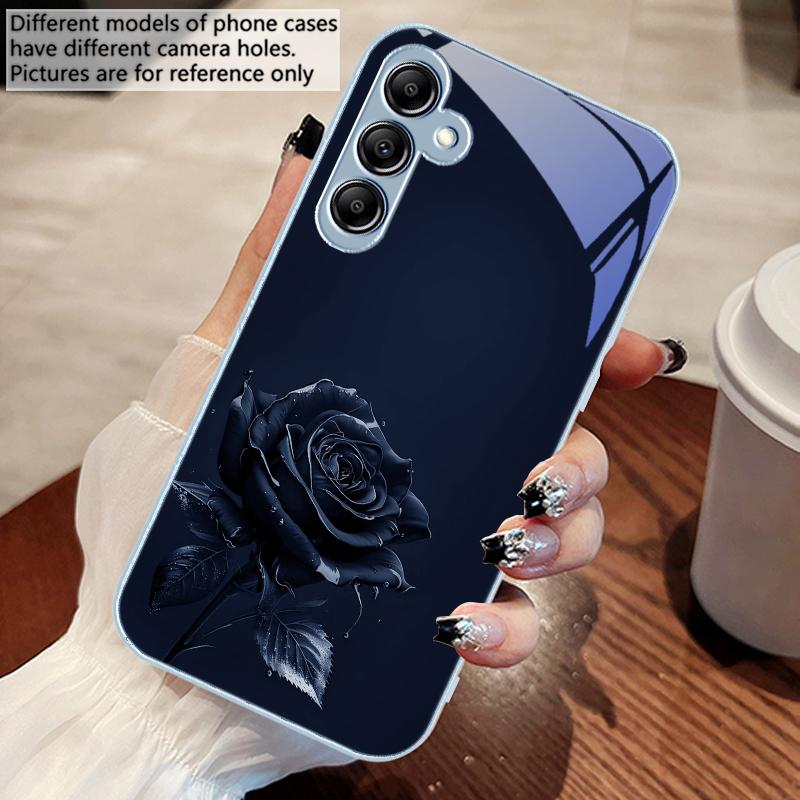 Темно-золотая роза для Samsung A 73 72 71 70 56 55 54 53 52 51 50 42 35 34 33 32 31 26 25 24 23 22 30 20 стеклянный чехол для телефона