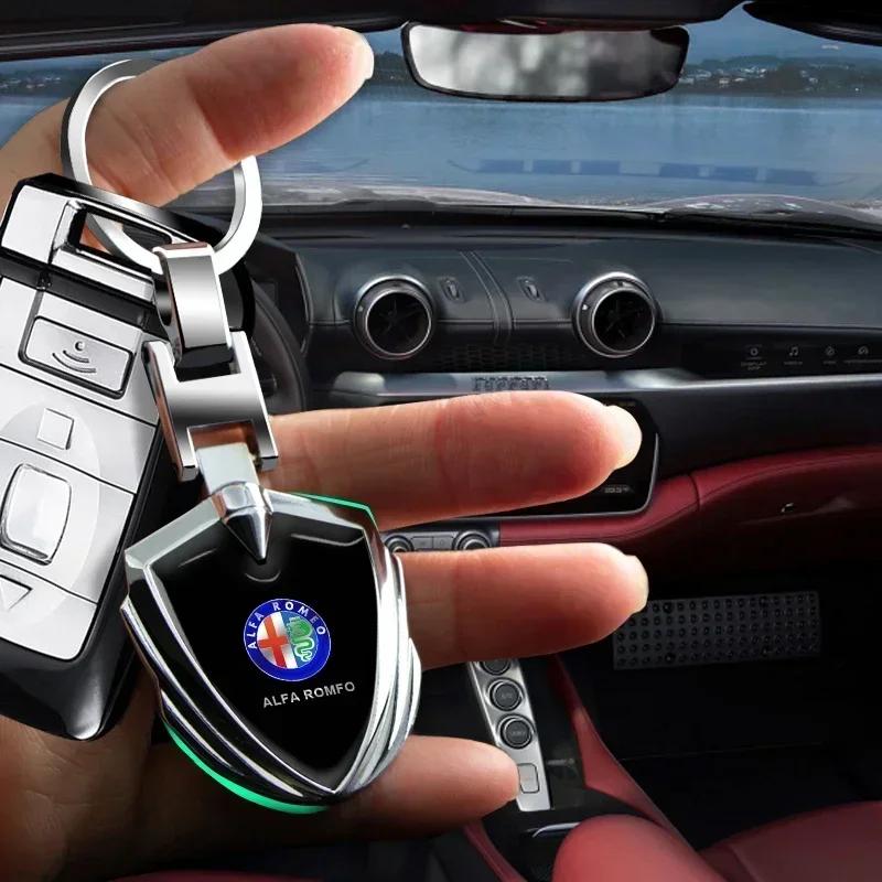 For Alfa Romeo Car Logo Stying 3D Metal Key Rings Shield Shaped Keychain For Alfa Romeo serpent Giulia 159 156 MITO Stelvio 147 