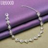 925 Sterling Silver Charm AAA Zircon Heart Bracelet Fashion Gift Party Jewelry