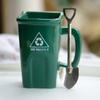 Square Trash Can Ceramic Mug Green Recyclable Bucket Water Cup Fun Creative Exotic Coffee Cup Latte Coffee Cup Cute Coffee Mug