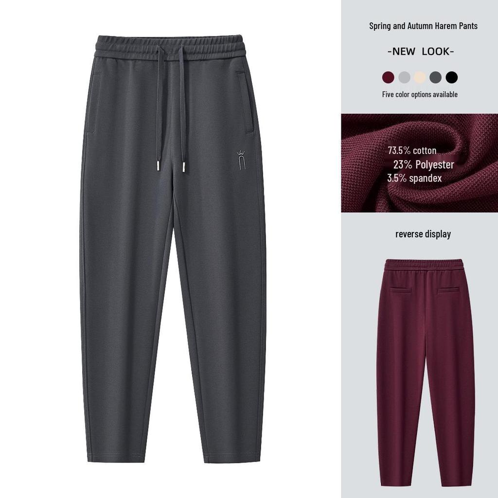 GAGN Women's Red Cropped Harem Pants - Slimming, Loose Fit, Plus Size, Casual for Early Autumn and Spring.