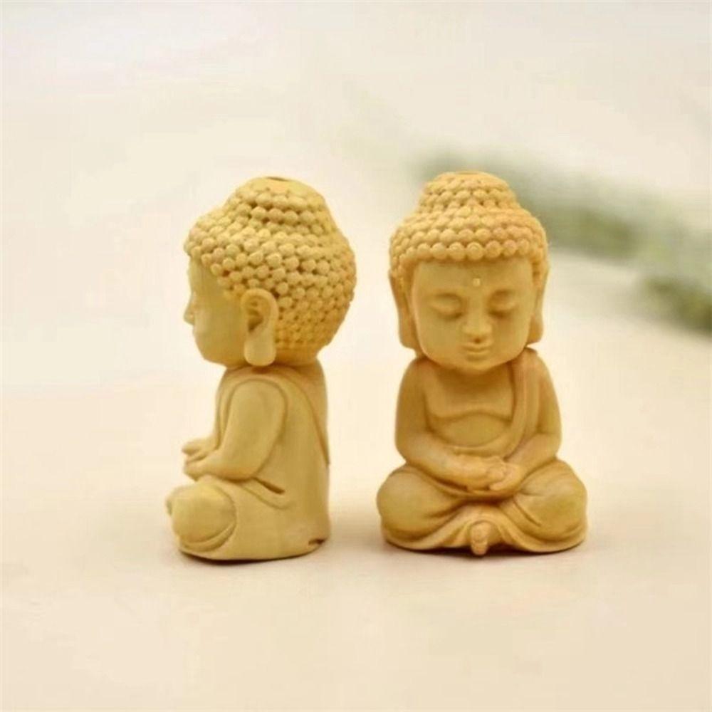 Use Multipurpose Baby Buddha Boxwood Carved DIY Home Decor Little Monk Figurines Car Ornament Key Chain Pendant Buddha Statue