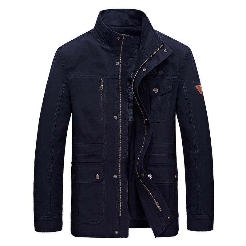 Мужская куртка средней длины свободного кроя на весну и осень — большой размер, повседневный стиль для мужчин среднего возраста