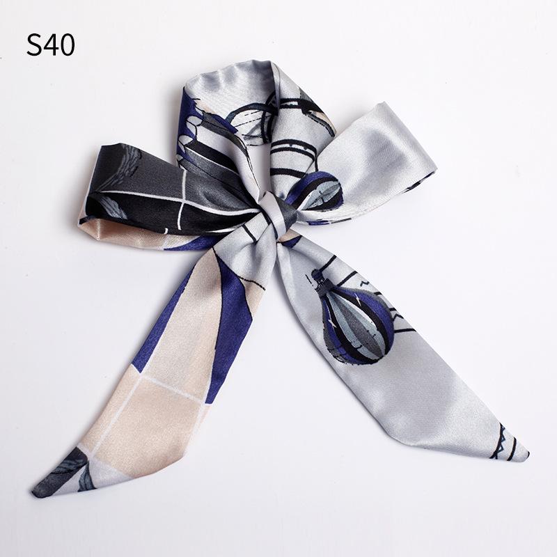 Good Ties Ribbon Small Scarves Silk Spring and Summer Long Scarves Girls Thin Narrow 4cm*85cm Hair Band Bundled