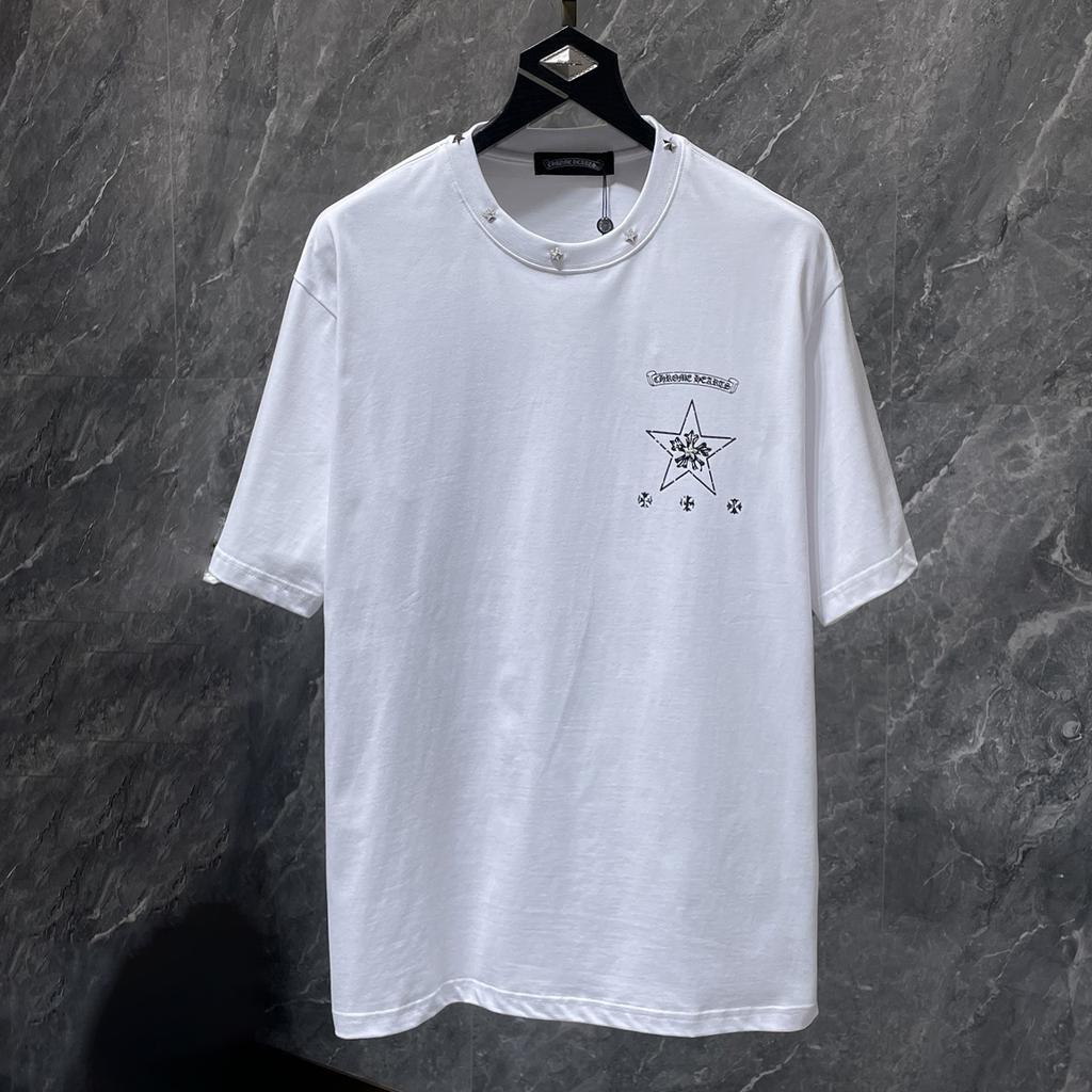 8956 CHROME HEARTS 2025 Summer New High Quality Cotton Round Neck Loose Large Size Men's and Women's T-shirt Couple T-shirt