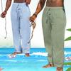 Летние мужские спортивные брюки для спортзала, однотонные хлопковые льняные брюки, дышащие повседневные тренировочные брюки, джоггеры, хип-хоп-спортивные брюки, уличная одежда