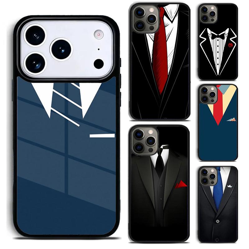 Man Suit Shirt Tie Phone Case for iPhone 17 16 15 Pro Max Air 14 13 12 11 Plus Shockproof Capa Cover