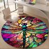 1 шт. Круглый ковер с витражным изображением стрекозы для офиса, Коврик подходит для офиса, Под офисные стулья, Спальни, Гостиной, Домашнего декора, Декора комнаты