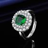2025 European and American Three Piece Set of High-end Grandmother Emerald Necklace Pendant Ring Earrings Full Diamond Women's Jewelry